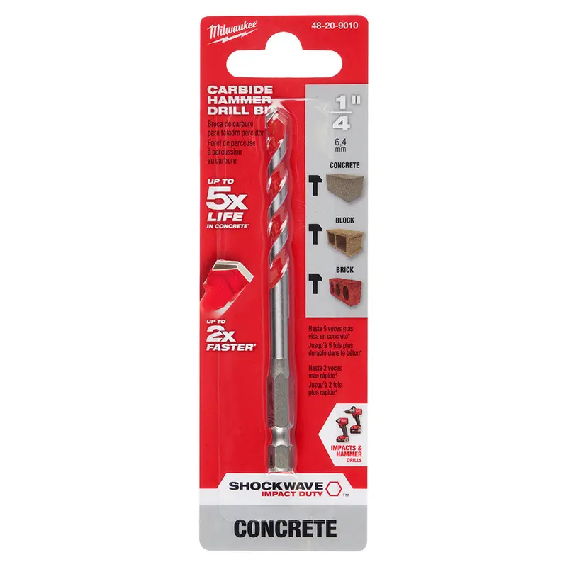 1/4-Inch X 2-Inch X 4-Inch Shockwave Hammer Drill Bit 1