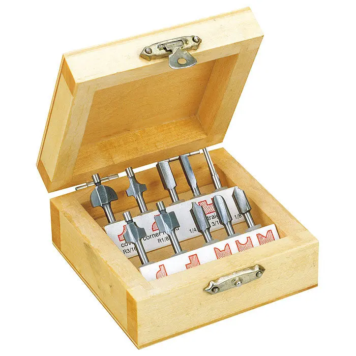10-Piece Router Bit Set In Premium Wooden Storage Box 1