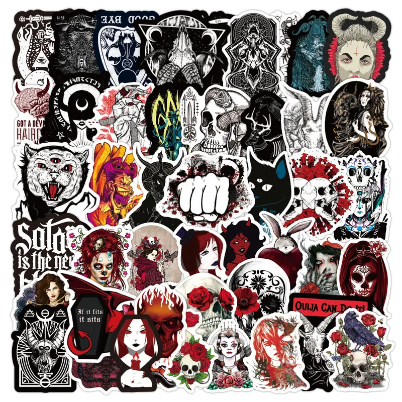 100 Gothic Dark Red Demon Graffiti Stickers – Waterproof Car, Guitar & Cup Decals 1