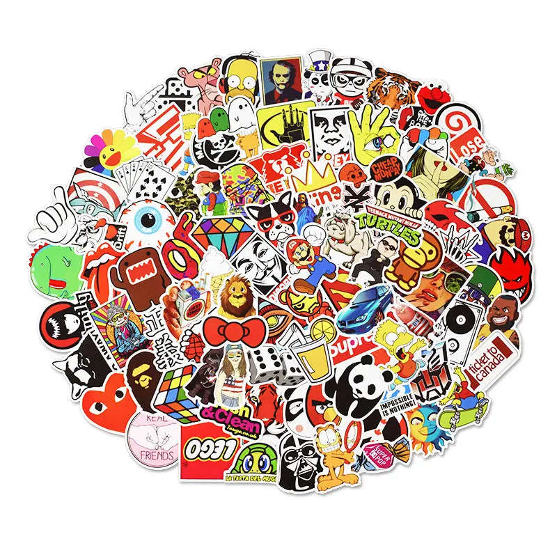 100-Piece Assorted Luggage Stickers – Graffiti & Cartoon Design Decals For Suitcases And Travel Gear 1