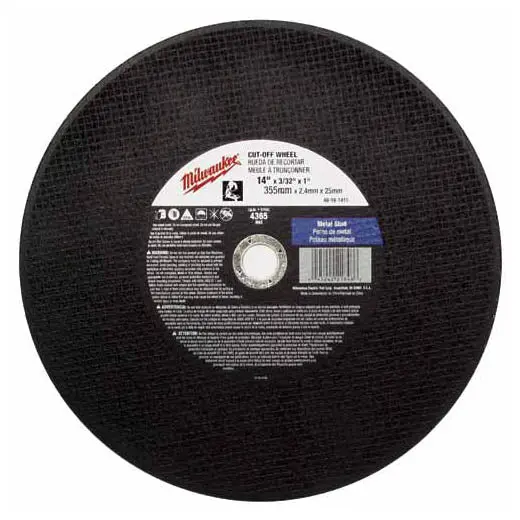 14-Inch Cut-Off Wheel – 3/32-Inch Thickness, 1-Inch Arbor, 10-Pack 1