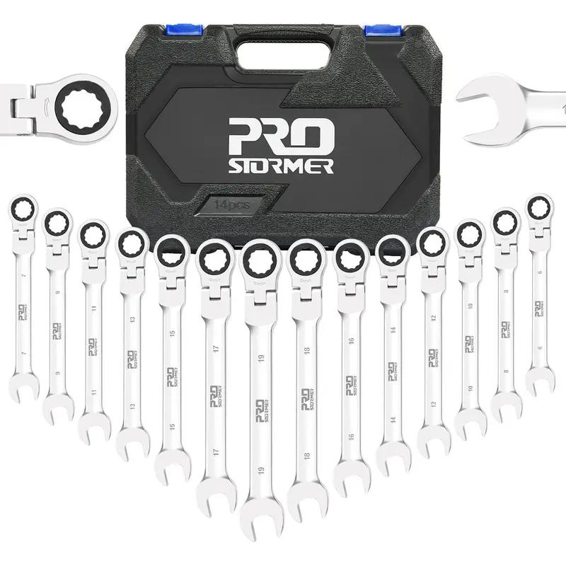 14-Piece Flexible-Head Metric Ratcheting Wrench Set 1