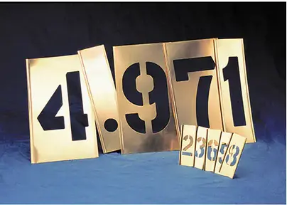 15-Piece Brass Number Stencil Set – 6-Inch Tall Characters 1