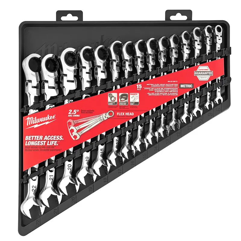 15-Piece Metric Flexible Heavy-Duty Ratchet Wrench Set 1