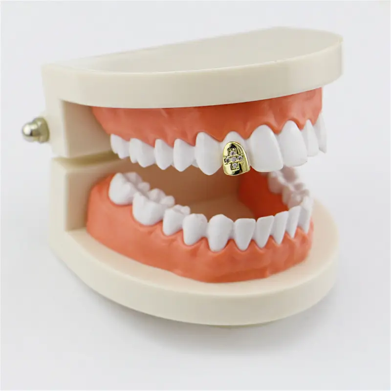 18K Gold-Plated Cross Tooth Jewelry – Hip-Hop Dental Accessory 1