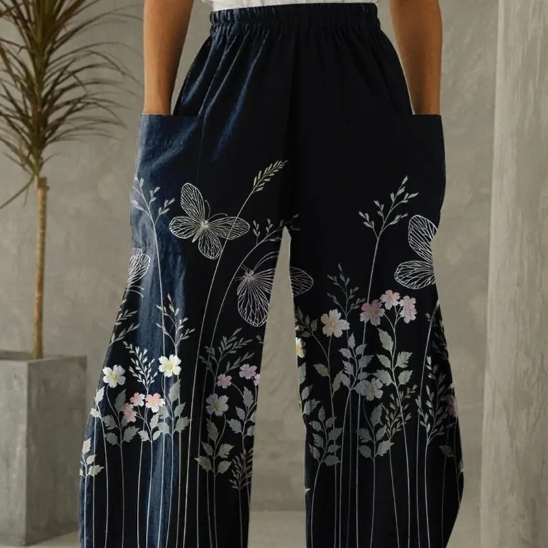 3D-Printed Irregular Wide-Leg Casual Trousers 1