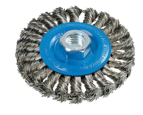 4-Inch Stainless Steel Knot Brush Wheel With 1/4" Arbor And 5/8"-11 Thread 1