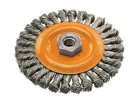 4-Inch Steel Knot Brush Wheel – 1/4" Arbor, 5/8"-11 Thread 1