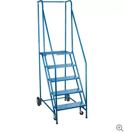 5-Step Rolling Ladder Featuring Safety Handrail 1