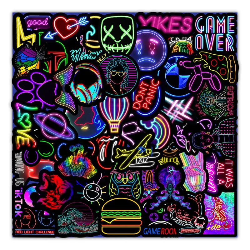 50 Vibrant Neon Stickers For Phones, Water Bottles, Car Trunks, And More 1