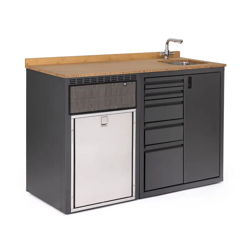 56-Inch Galley With Isotherm 85 Fridge – Drawer-Based Base Cabinet 1