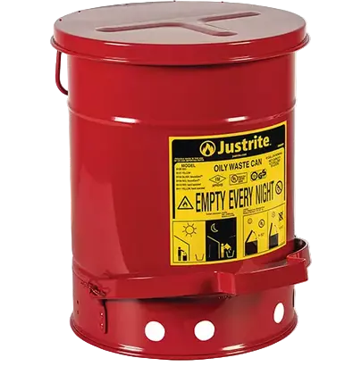 6-Gallon Red Self-Closing Oil Waste Can – Compact Hazardous Waste Bin 1