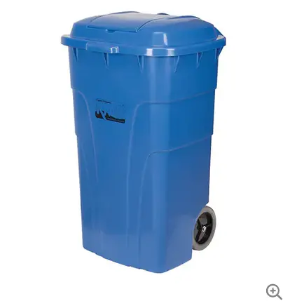65-Gallon Roll-Out Waste Container – Blue, Heavy-Duty Polyethylene 1