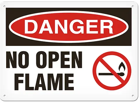 7" X 10" Adhesive Vinyl 'Danger: No Open Flame' Safety Sign 1