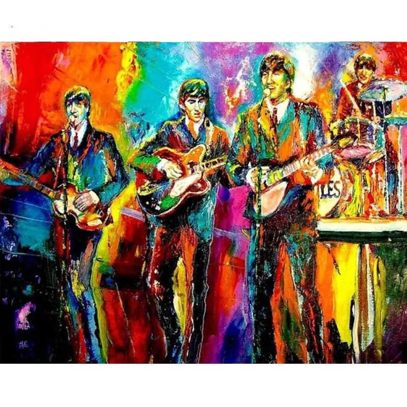 Abstract Digital Oil Painting – Adult Rock Band Wall Art 1