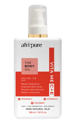 Afri Pure Vita Me C+E Antioxidant Body Oil With Coconut & Vitamins C+E (180Ml) 1