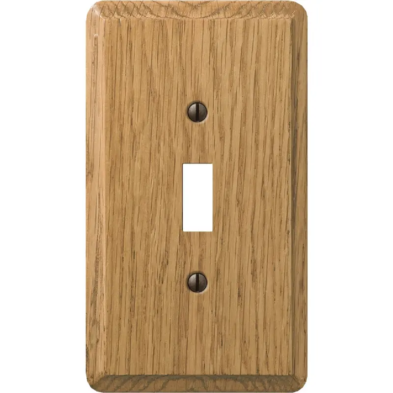 Amerelle Solid Oak Toggle Wall Plate – Light Oak, 1-Gang, Decorative Finish 1