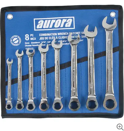 Aurora 8-Piece Imperial Combination Wrench Set 1