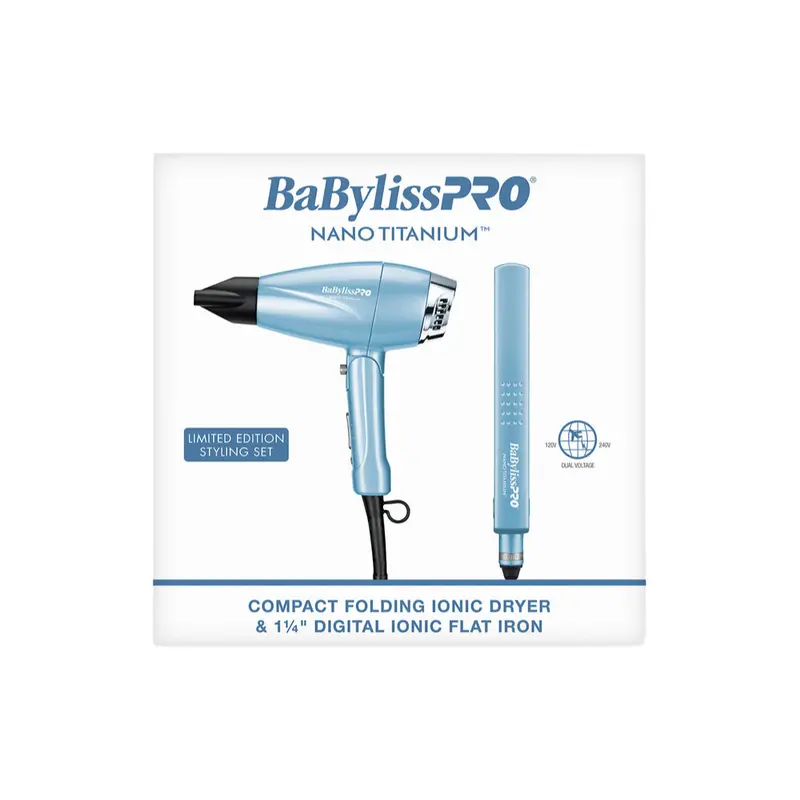 Babylisspro Nano Titanium Bundle: Compact Folding Ionic Dryer + 1.25" Digital Flat Iron (Bntpp81) 1