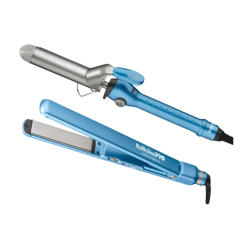 Babylisspro Nano Titanium Curling Iron & Flat Iron Combo Set – 1.25" Spring Wand + 1" Ultra-Thin Straightener (Bntpp95) 1