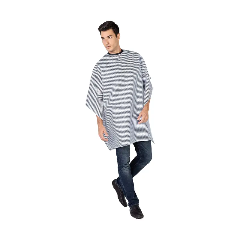 Betty Dain Seersucker Barber Cape – Snap-Closure, Black & White 1