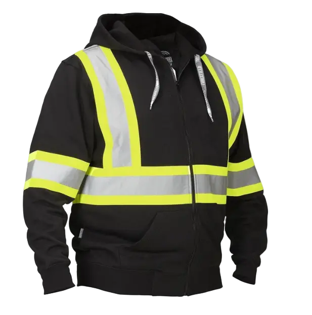 Black Ansi-Compliant Safety Hoodie For Low-Light Environments 1