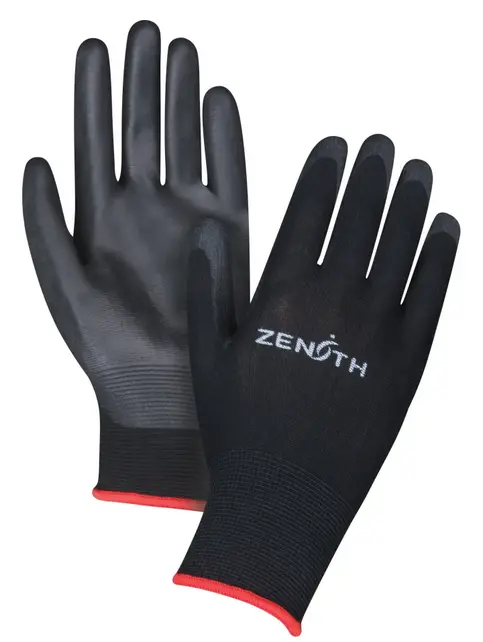 Black Pu-Coated Nylon Gloves – Size 8 (Medium), Reinforced Palm 1
