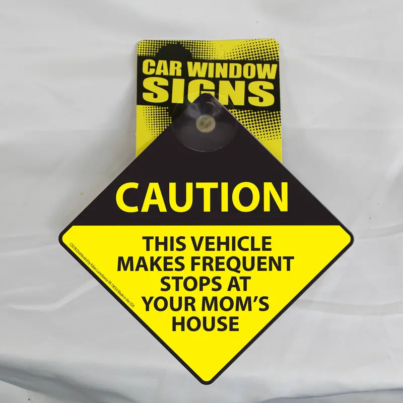 'Caution: This Vehicle Stops Suddenly' Car Sign – Kalan Safety-Themed Decal 1
