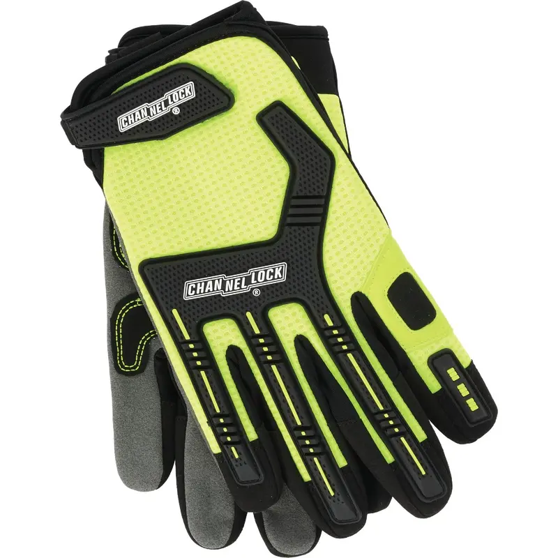 Channellock Men'S Heavy-Duty Mechanics Gloves – Hi-Visibility Yellow, Synthetic Leather 1