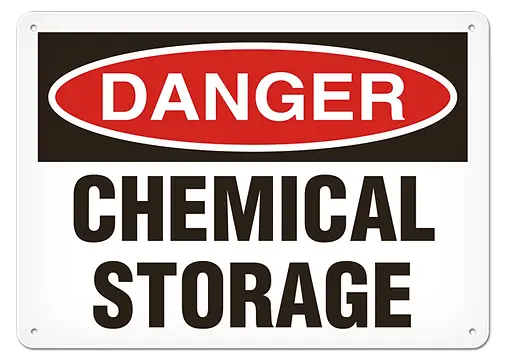 Chemical Storage Warning Sign – 10" × 14", Vinyl 1