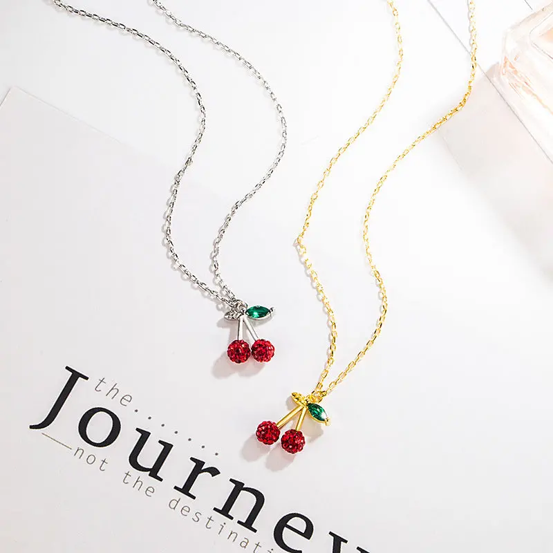 Cherry Blossom Pendant Necklace – Mori-Inspired Diamond-Accented Design 1