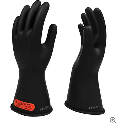 Class 0 High-Voltage Insulated Glove – Black, 11", Size 9 1