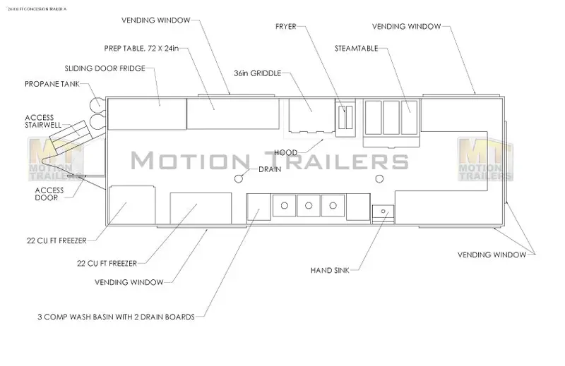 Concession Trailer Layout A – 26′ × 8′ 1