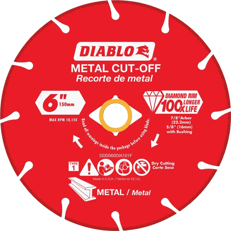 Diablo 6" X 7/8" Type 1 Diamond Cut-Off Wheel For Metal Cutting 1