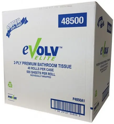 Elite Two-Ply Toilet Paper – Evolv Brand, 500 Sheets Per Roll, 48 Rolls Per Case 1