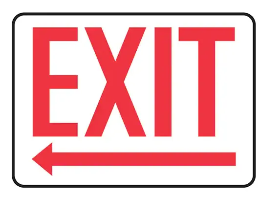 Exit Direction Sign – 10" × 14", Plastic With Left Arrow 1