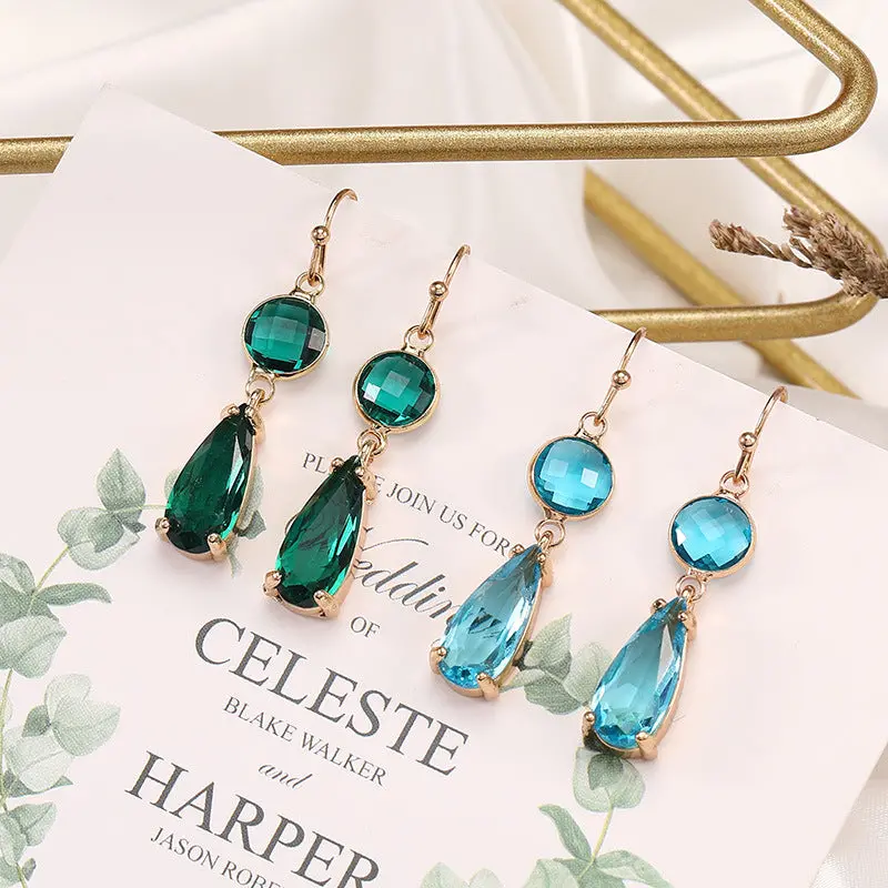 Geometric Copper-Edged K9 Crystal Earrings In Multicolor Glass 1