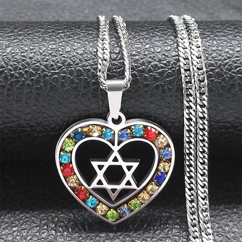 Geometric Six-Point Star Necklace – Stainless Steel With Zircon Accents 1