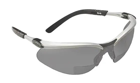 Grey-Tinted Safety Glasses With Built-In +1.5 Diopter Readers, Box Of 12 1