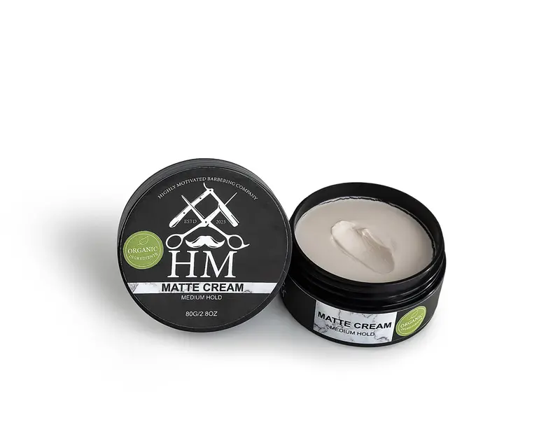 Hm Barbering Co. Organic Matte Hair Cream – Medium-Hold Daily Styler (80G) 1