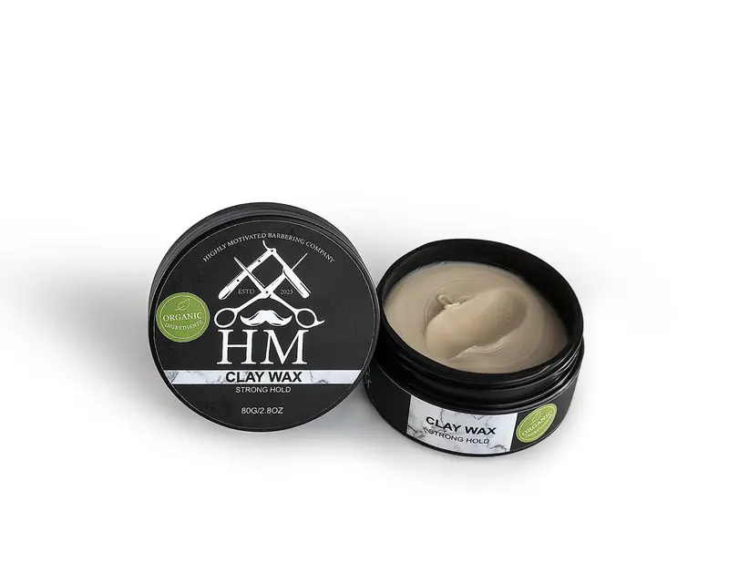 Hm Barbering Co. Organic Strong-Hold Clay Wax – Texturizing Styling Paste (80G) 1