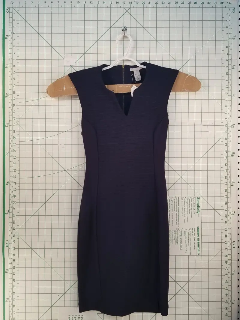 H&M Textured Blue Woven Stripe Midi Dress (Small) 1