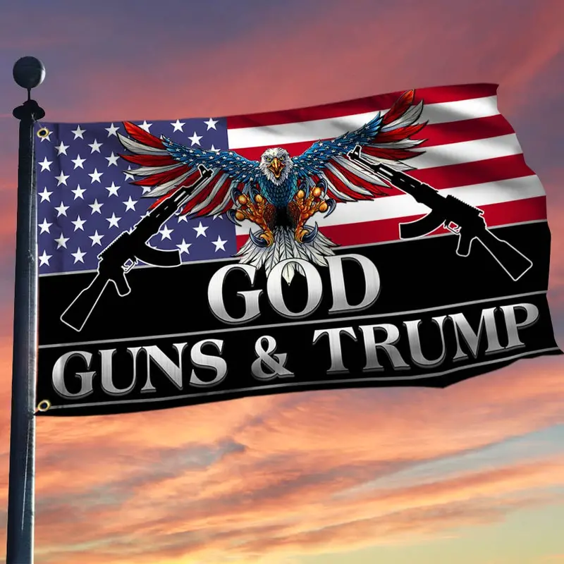 'I Love My Freedom' God, Guns & Trump Themed Flag 1