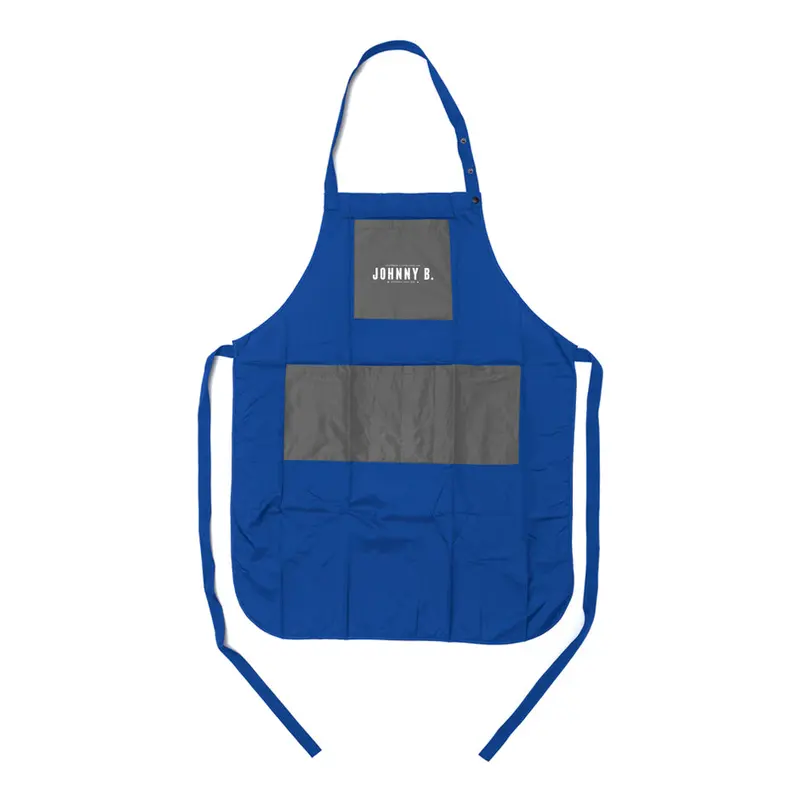 Johnny B. A-O-K Barber Apron – Blue With Gray Pockets 1