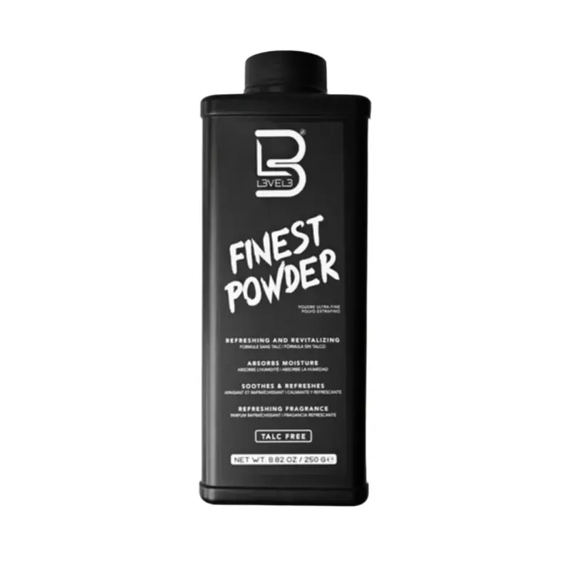 L3Vel3 Talc-Free Finest Powder – Silky, Absorbing Body & Beard Powder (250G) 1