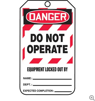 Lockout Tag – "Do Not Operate" – Plastic, Pack Of 25 1