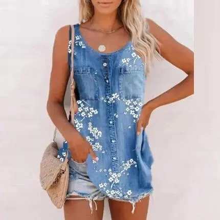 Loose-Fit Digital Print Top – European-American Contemporary Street Style 1