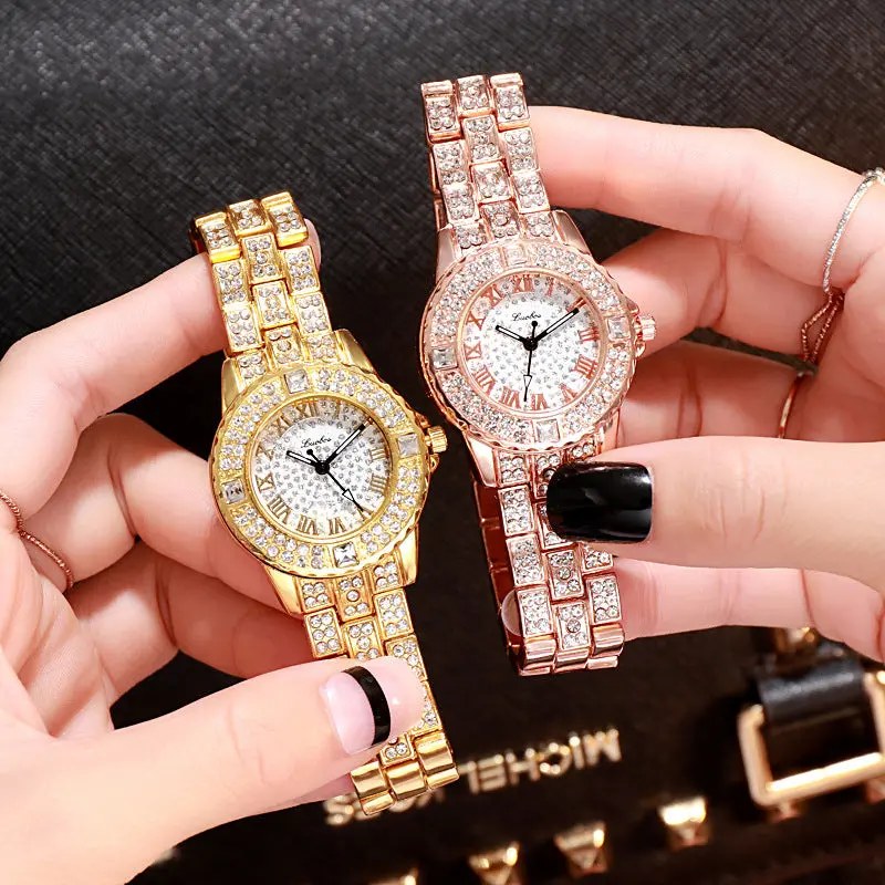 Minimalist Rhinestone Alloy Quartz Watch For Women 1