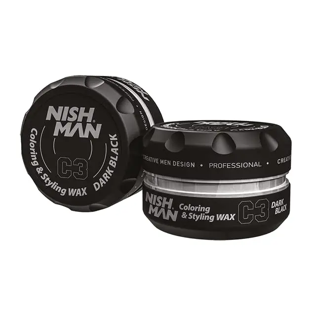 Nishman C3 Premium Dark Black Hair Wax – Coloring & Strong-Hold Styling (100Ml) 1