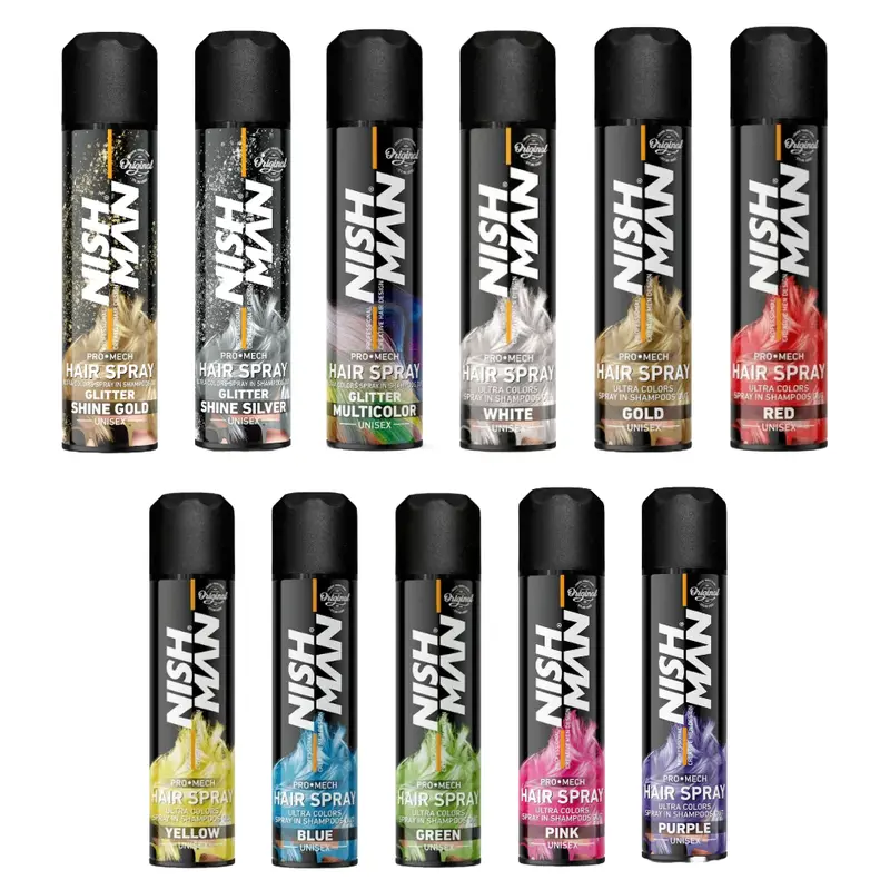 Nishman Pro Mech Temporary Hair Color Spray – 150Ml (5.1 Fl Oz) Vibrant, Washable Hue 1